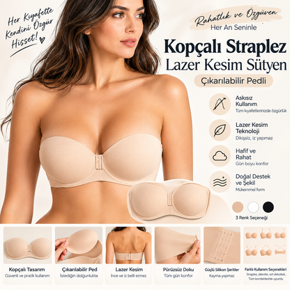 Kopçalı Straplez Lazer Kesim Sütyen