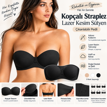 Kopçalı Straplez Lazer Kesim Sütyen